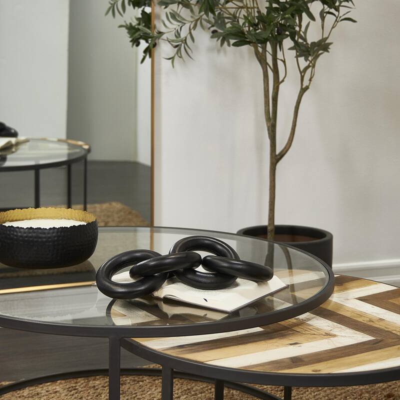 Aluminum Metal Chain Decorative Sculpture - Silver, Gold, Black- Roche River Decor