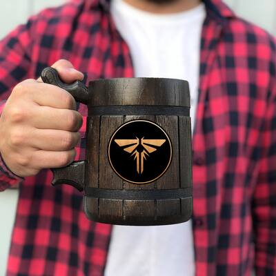 The Last of Us Firefly Wooden Beer Mug Gift for Men Gamer
