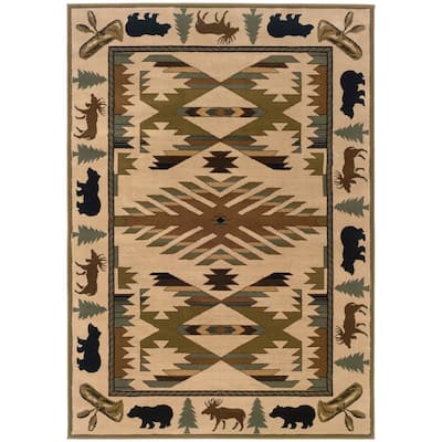 Style Haven Hearthstone Lodge Ivory/ Green Area Rug