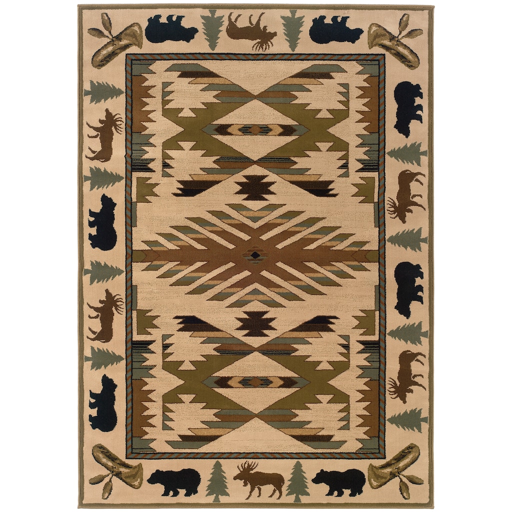 Style Haven Hearthstone Lodge Ivory/ Green Area Rug