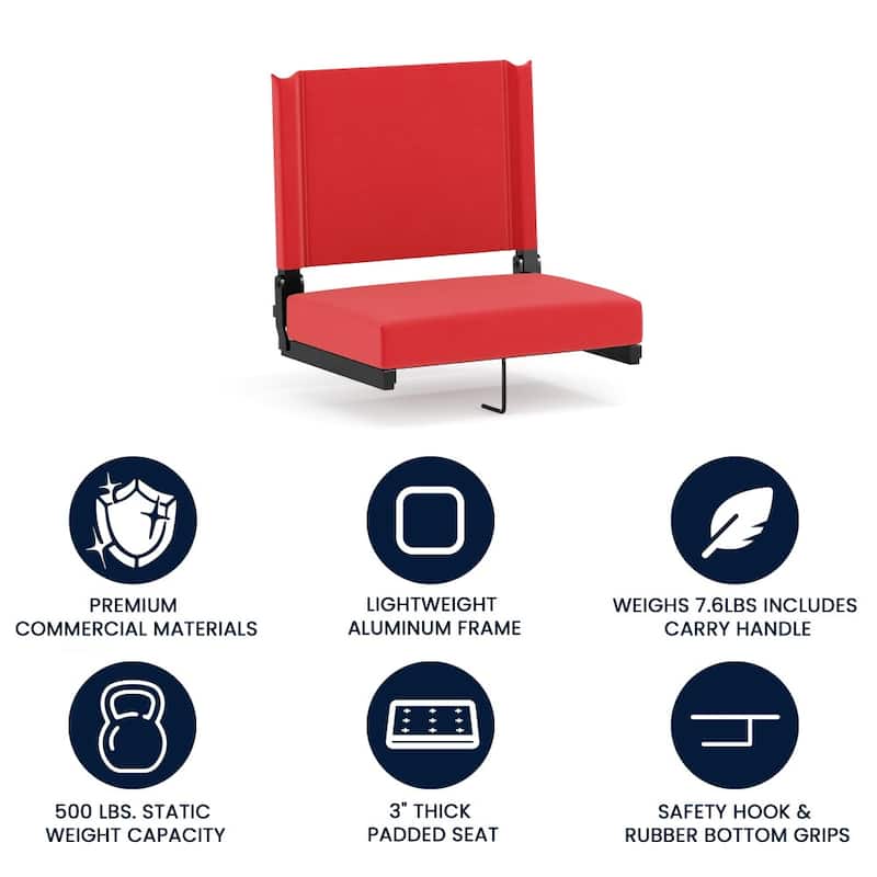 Ultra-Padded Stadium Chair - 18"W x 14"D x 18"H - 18"W x 14"D x 18"H