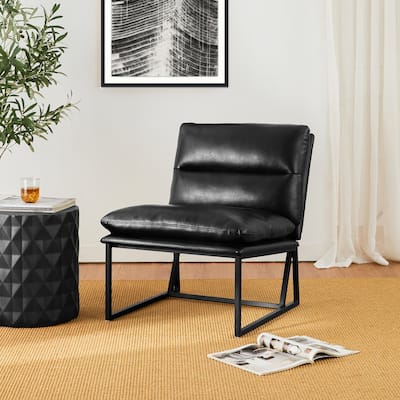 Glitzhome 30.25"H Modern Soft PU Leather Armless Accent Chair