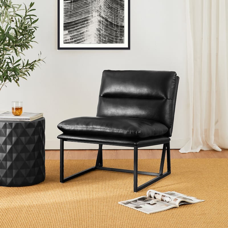 Glitzhome Set of 2 30.25"H Modern Ergonomic PU Accent Armless Chair
