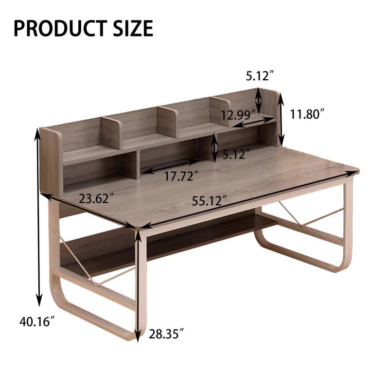 55.12" Rectangle Desk In Grey White