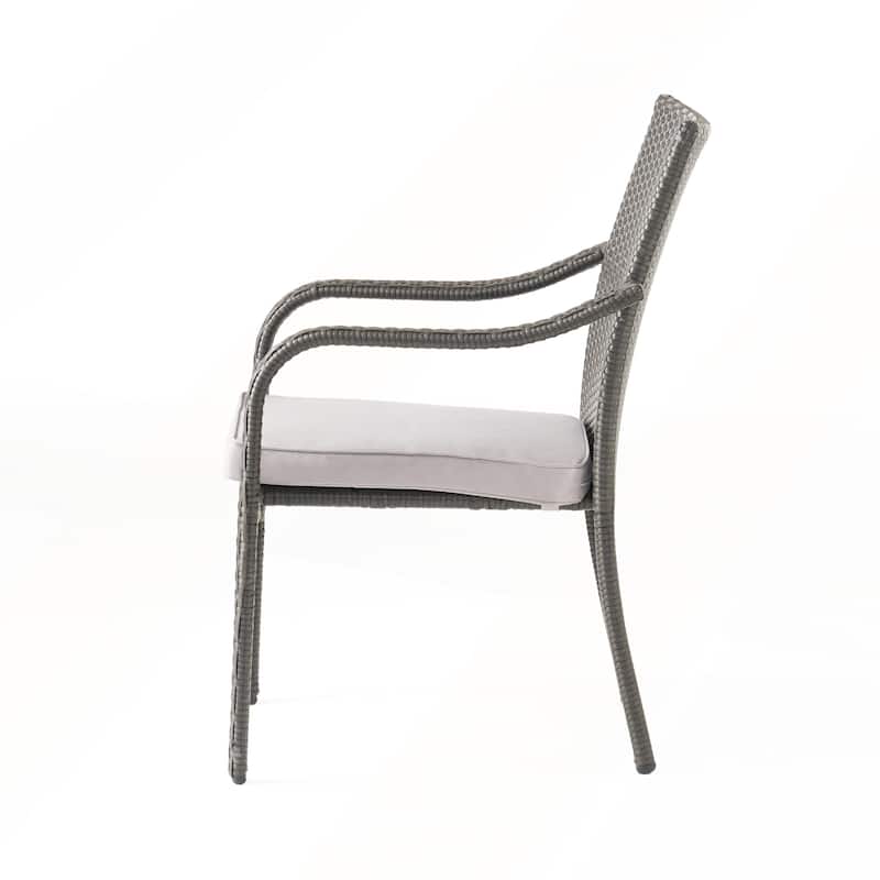 Outdoor PE Rattan Stacking Chair with Iron Frame Set of 4