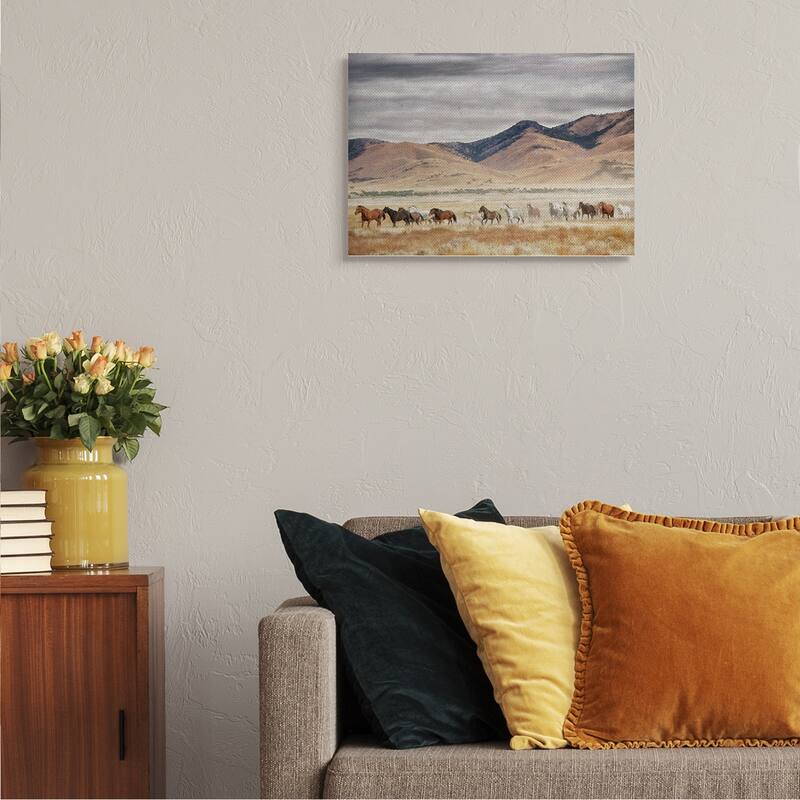 Stupell Wild Horses Roaming Across Western Landscape Canvas Wall Art