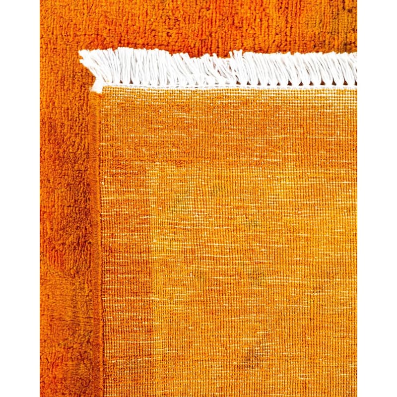 Overton Handknotted Wool Vintage Inspired Contemporary Overdyed Yellow Area Rug - 15' 9" x 12' 3"