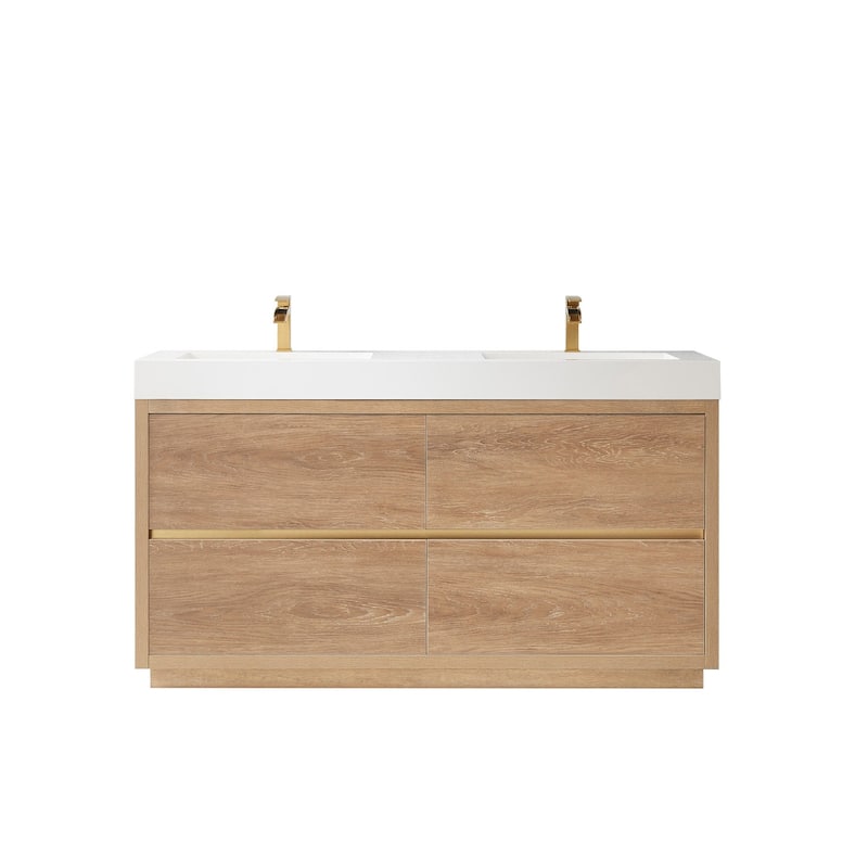 Miseno MV703060M-NM Huesca 60" Free Standing Double Basin Vanity Set - North American Oak