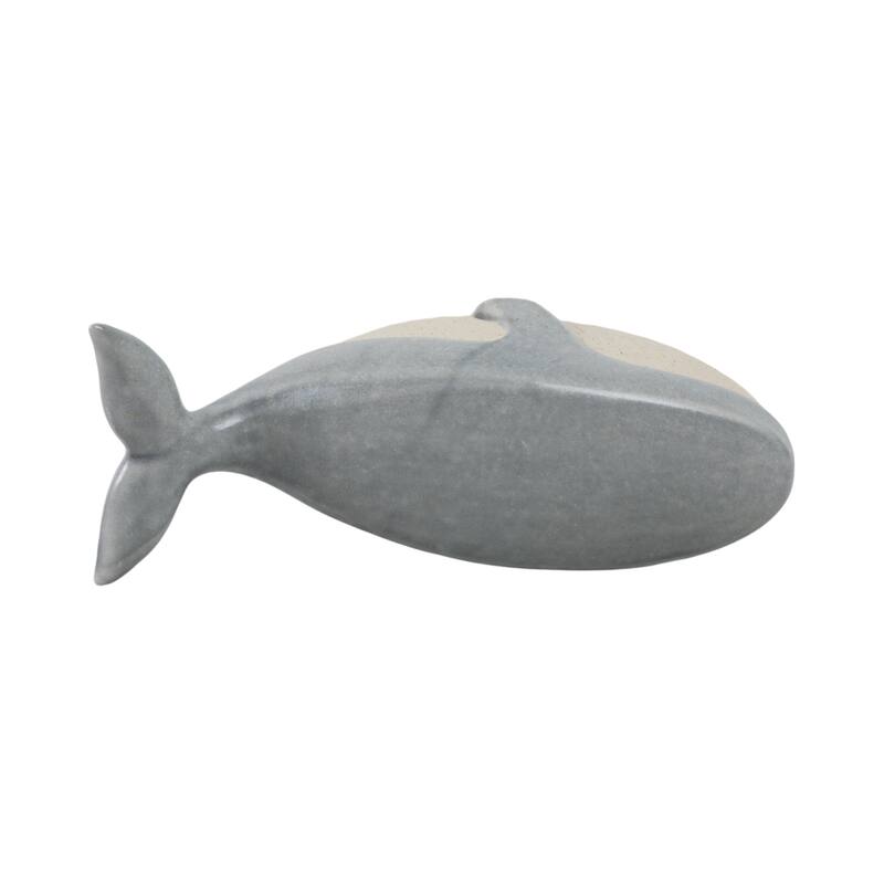 Stoneware Figurine Texture Coastal Whale Decorative Accent - 6" Blue - 14" x 6" x 6"