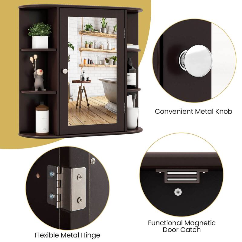 Costway Multipurpose Wall Surface Bathroom Storage Medicine Cabinet