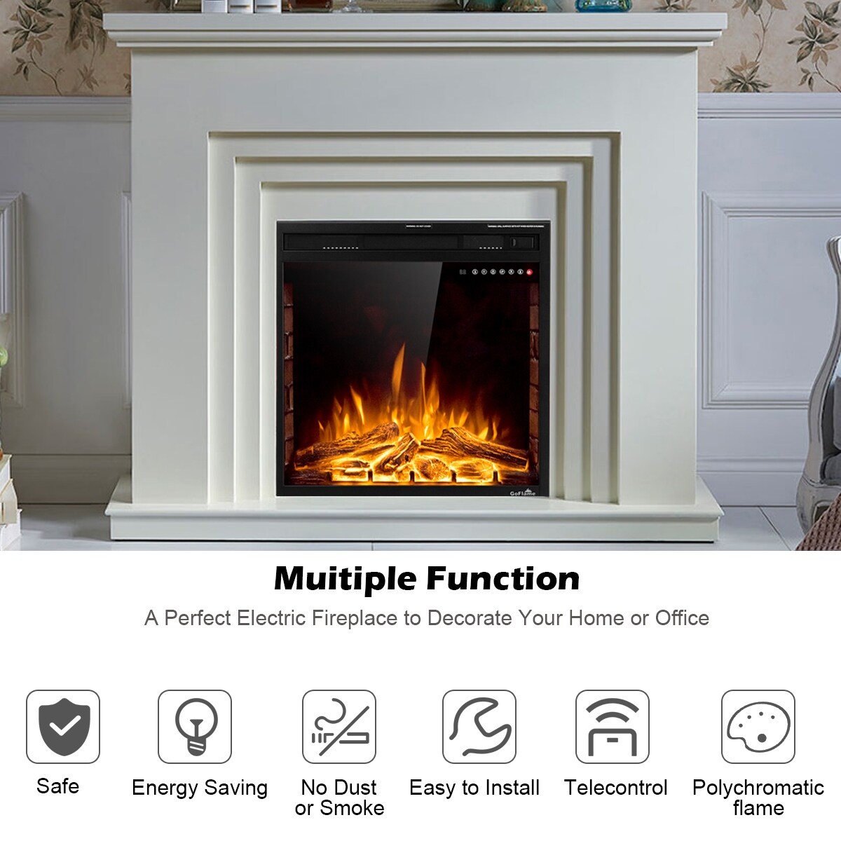 Shop Costway 26 750w 1500w Fireplace Electric Embedded Insert