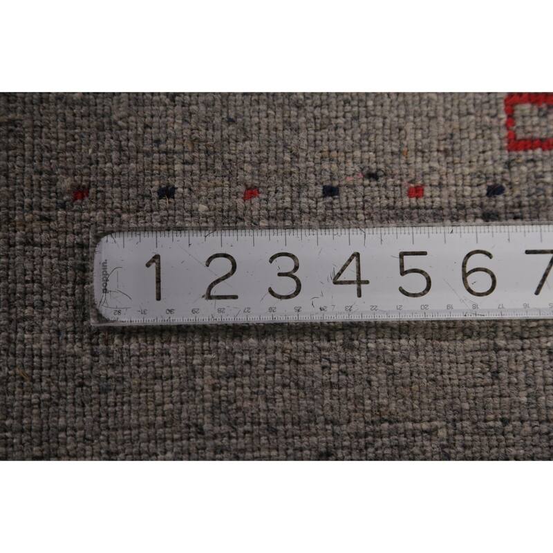 Gabbeh Oriental Area Rug Hand-Knotted Tribal Grey Wool Carpet - 5'8" x 7'7"