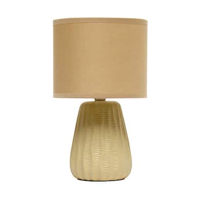 Texture Ceramic Table Desk Lamp with Drum Shade - 11" - Tan