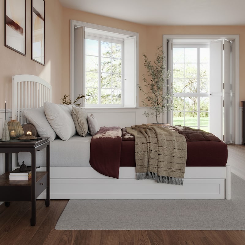 Lucia Platform Bed with Panel Footboard and Twin XL Trundle