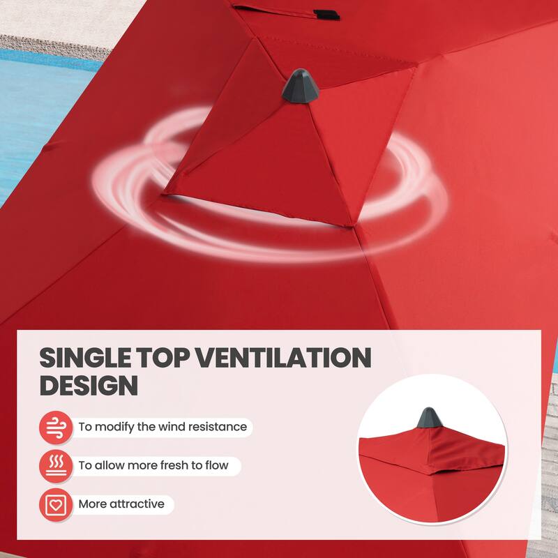 Crestlive Products 9 x 5 FT Patio Outdoor Rectangular Market Umbrella with Base