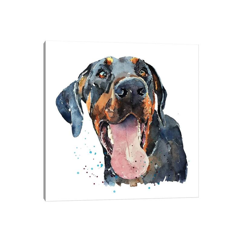 iCanvas "Doberman Smile" by EdsWatercolours Canvas Print