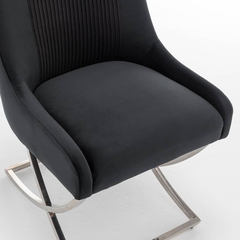 Modern Contempoary Velvet Dining Chair Set of 4 with Metal Frame Legs and Back Pull