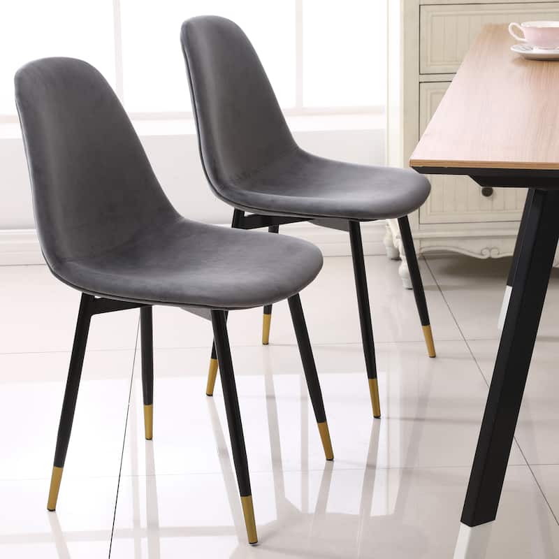 Modern 5 Piece Dining Table Set, White Round Dining Table, 4 Velvet Side Chairs, Casual Coffee Table, Seating Area