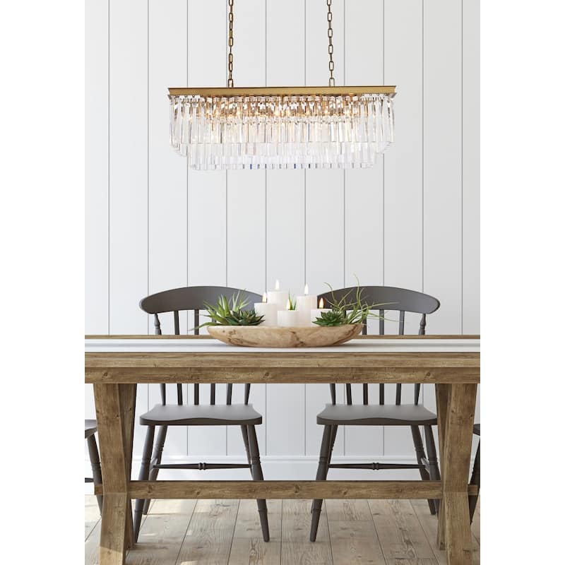 Indigo Home rectangle crystal chandelier in satin gold
