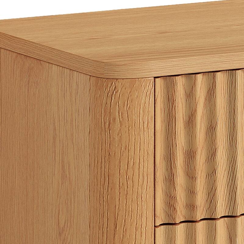 Moasis 6 Drawer Dresser Wood Storage Dresser Organizer with Waveform Fluted Panel