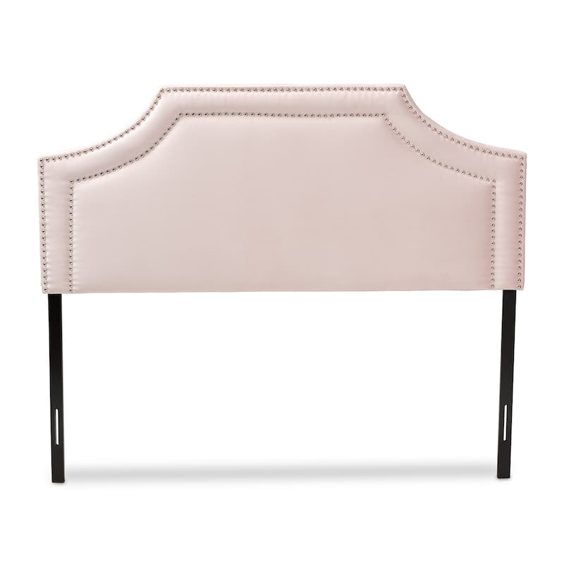 Modern Light Pink Velvet Upholstered Queen Size Headboard with Plush Tufting and Soft Glamorous Detailing
