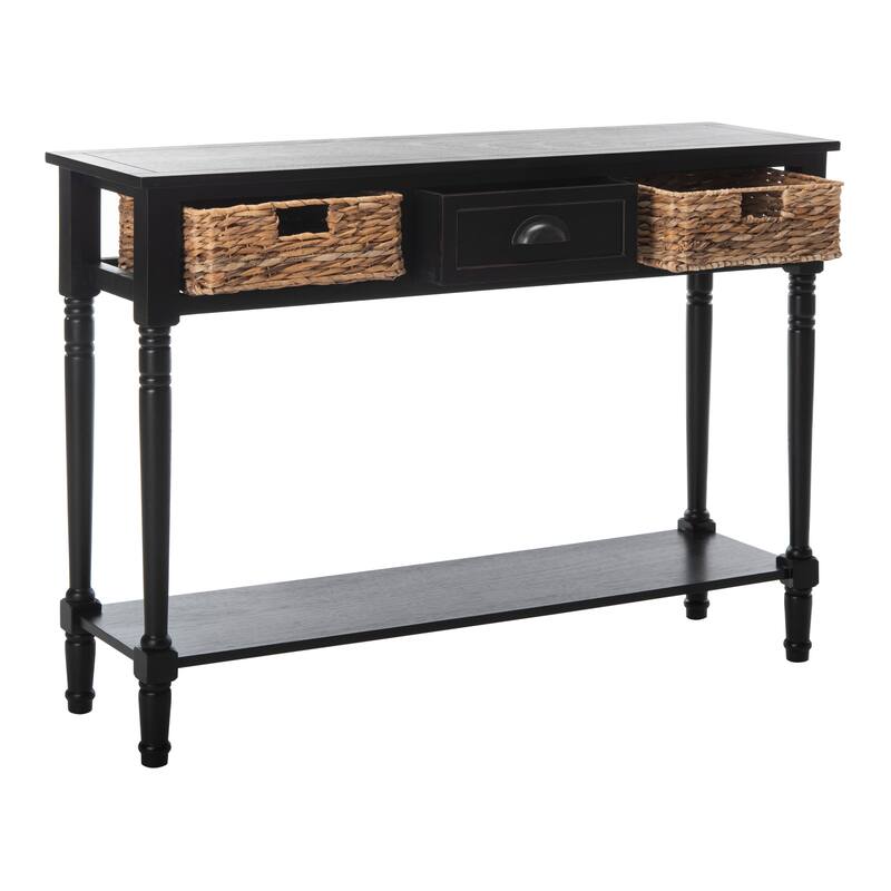 SAFAVIEH Evalena Distressed Black Console Storage Table - 44.5" x 13.4" x 31.5" - 45"W x 13"D x 32"H