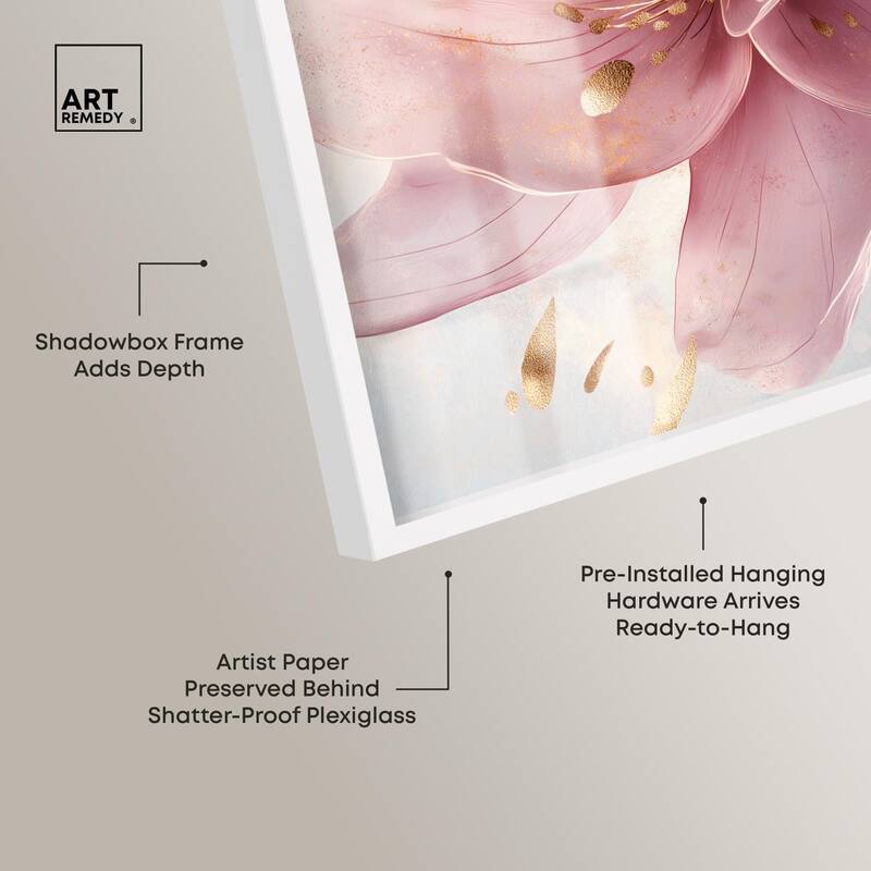 Pink and Gold Bloom Shadowbox by Art Remedy