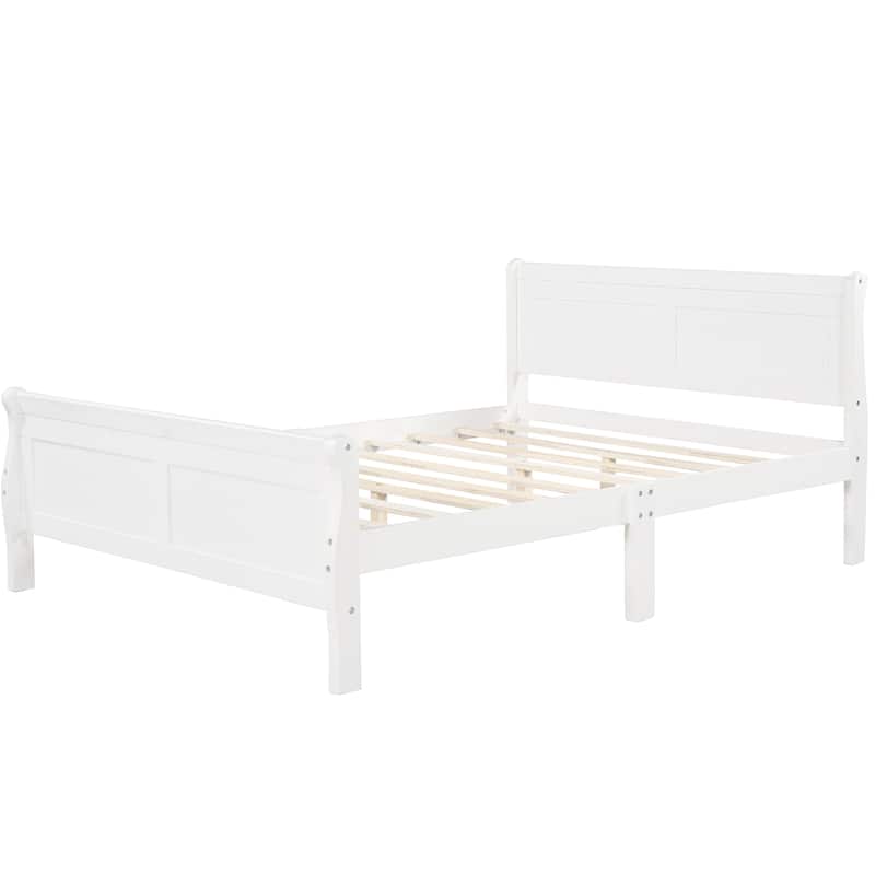 Queen Bed Frame with Solid Wood Construction, Headboard, and No Box Spring Needed