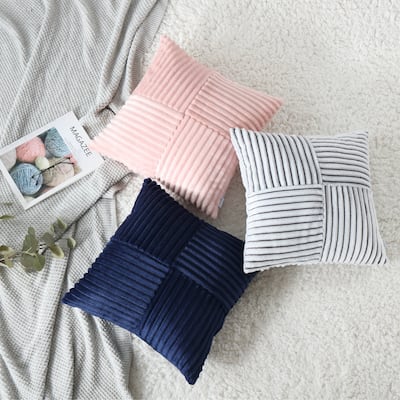 NordECO HOME 18" Nordic Flannel Cordoury Throw/Cushion Pillow Cover(Set Of 2 )