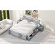 preview thumbnail 5 of 14, Gray Queen Headboard Platform Storage Bed with 2 Bedside
