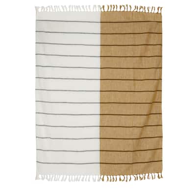 Bellwood Throw Blanket, Multicolored with Gray Stripes