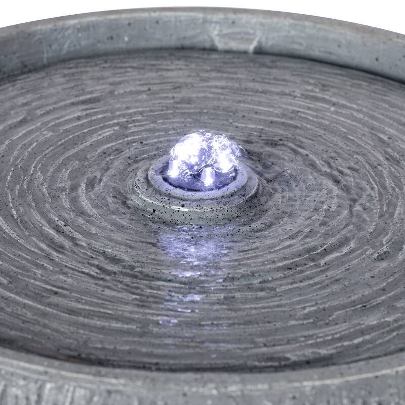 Christopher Knight Home - Modern 12.99"H Polyresin Outdoor Bowl Water Fountain with LED Light