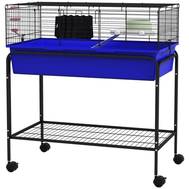 Small Pet Habitat with Shelf Storage and Wheels - 33" L x 18.5" W x 35.25" H