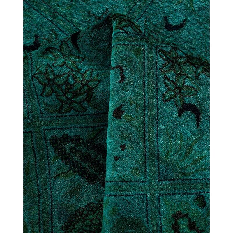 Fine Vibrance, One-of-a-Kind Hand-Knotted Area Rug - Green, 6' 1" x 6' 1" - 6' 1" x 6' 1"