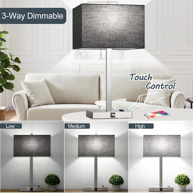 Upgraded, Set of 2 Bedside Touch Control Table Lamp - 4.4"D x 7.8"W x 21"H