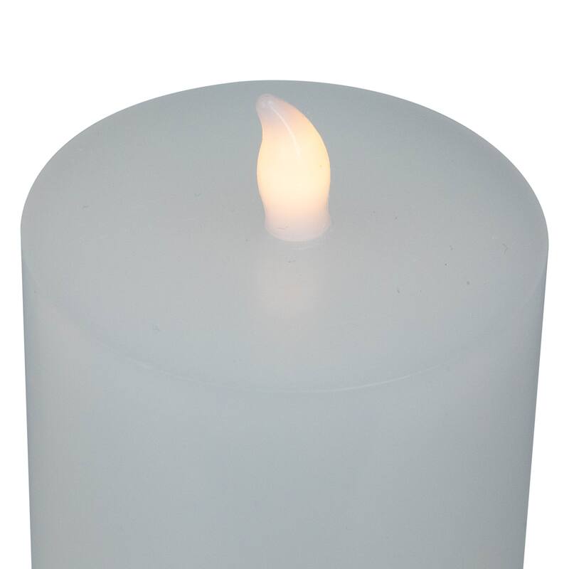 LED Solid Flameless Flickering Wax Pillar Candles - 8" - White - Set of 3