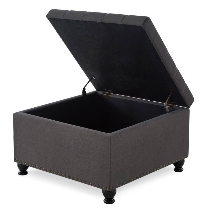 Large Square Storage Ottoman with Wooden Legs