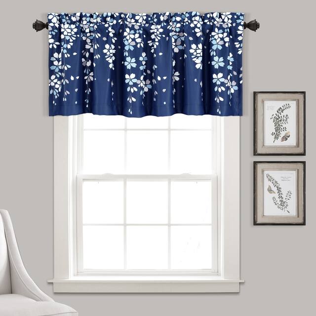 Lush Decor Weeping Flower Room Darkening Window Curtain Valance - 52x18 - Navy