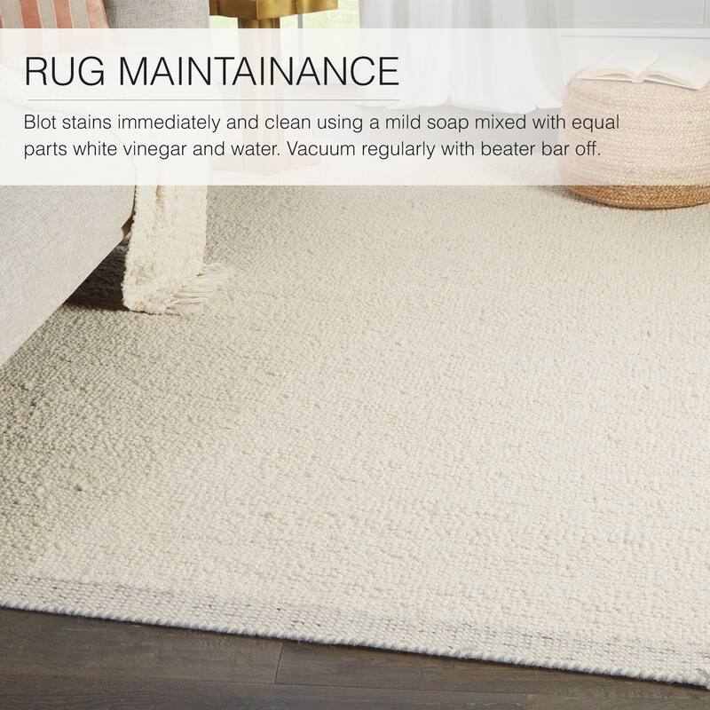 Jayda Handmade Solid Cream/ Light Gray Area Rug