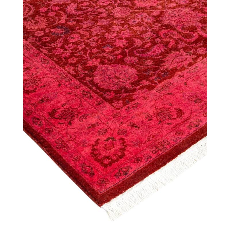 Overton Hand Knotted Wool Vintage Inspired Modern Contemporary Overdyed Pink Area Rug - 4' 2" x 6' 3"