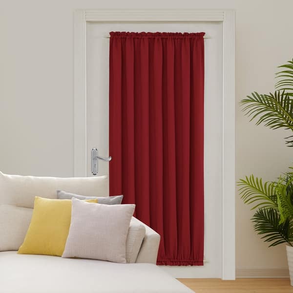 slide 2 of 6, Deconovo French Door Curtain with Rod Pocket and Tieback 1 Panel W25 x L40 - Red