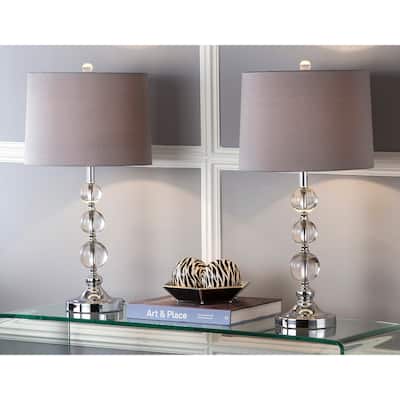 SAFAVIEH Lighting 27-inch Keeva Clear Crystal Table Lamp (Set of 2). - 14"W x 14"D x 26"H