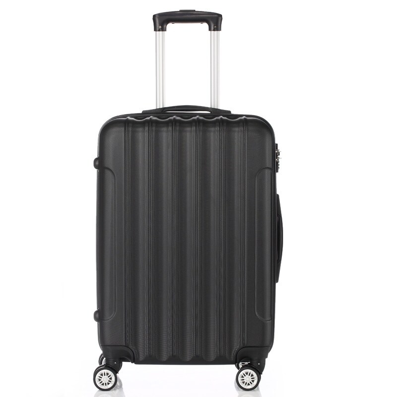 3 Pcs Luggage Sets Trunk Set ABS Lightweight Suitcase Sets with TSA Lock Spinner Wheels 20in 24in 28in Black