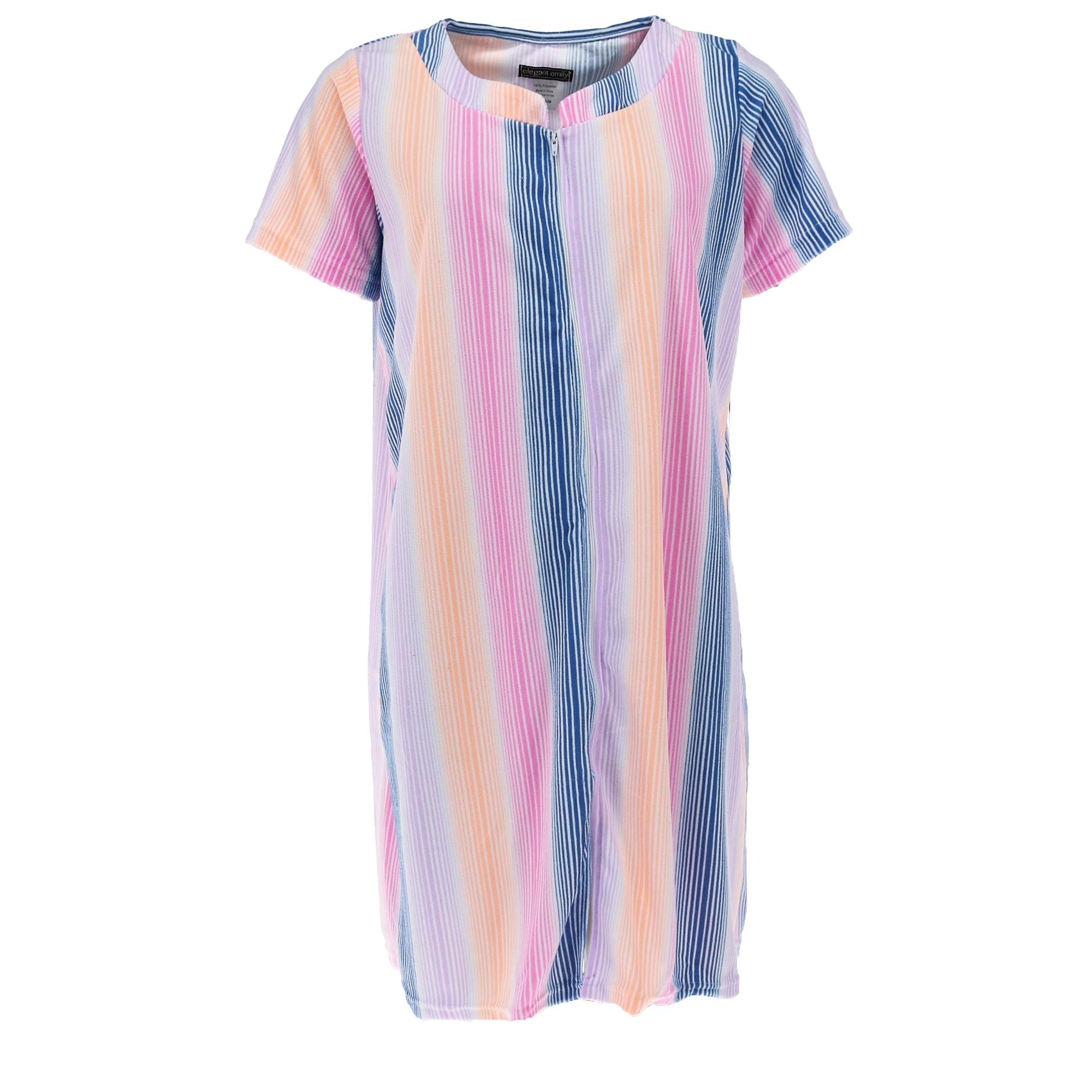Shop Elegant Emily Women S Zip Front Terry Short Sleeve Duster