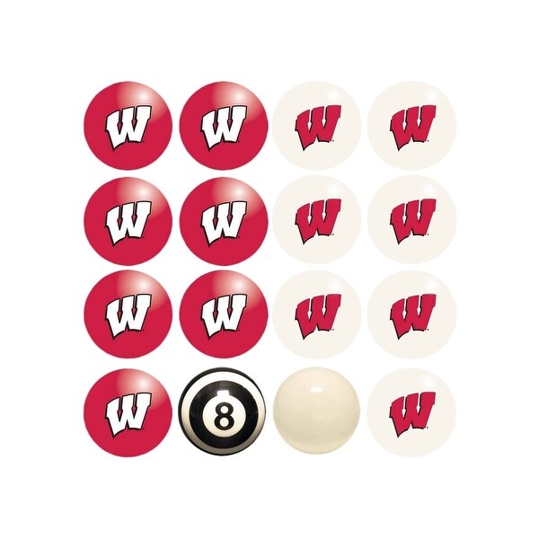 NCAA Wisconsin Badgers Billiard Balls Complete Set of 16 Balls - White