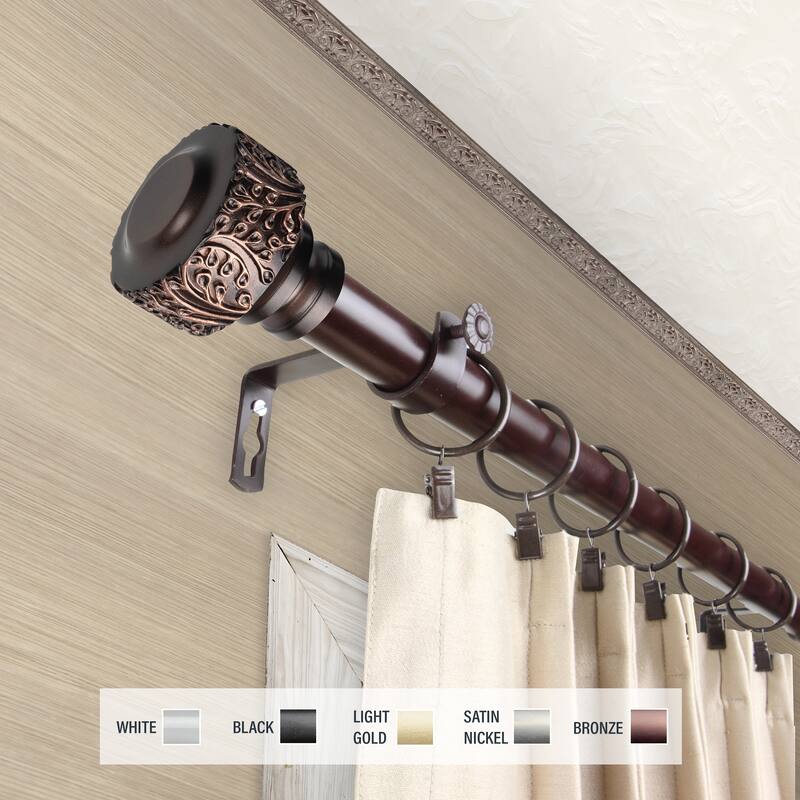 InStyleDesign Verbena 1 inch Diameter Adjustable Curtain Rod - 48 to 84 inches - Bronze