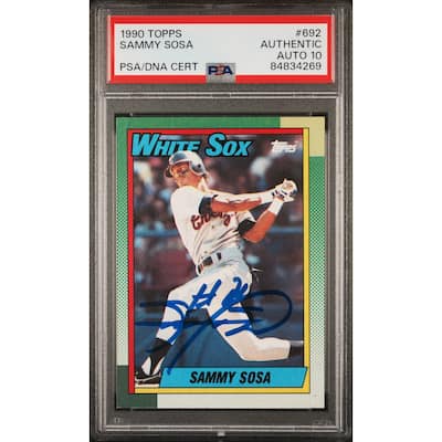 Sammy Sosa 1990 Topps Signed Baseball Rookie Card #692 Auto Graded PSA 10 834269 - 8'6" x 11'6"