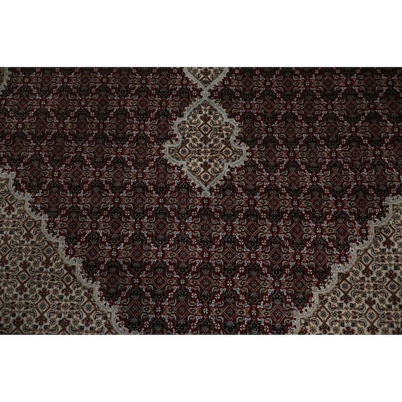 Hand Knotted Oriental 100% Wool Carpet Traditional Floral Red Tabriz-Mahi Area Rug - 11' 10'' X 8' 2''