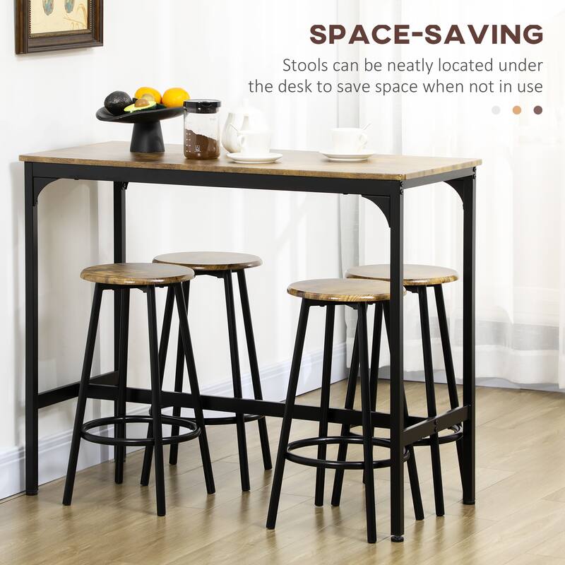 HOMCOM 5-Piece Counter Height Bar Table and Chairs Set