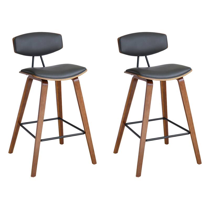 Fox Mid-Century Bar Stool, Upholstered Counter Height Chair with Bentwood Legs